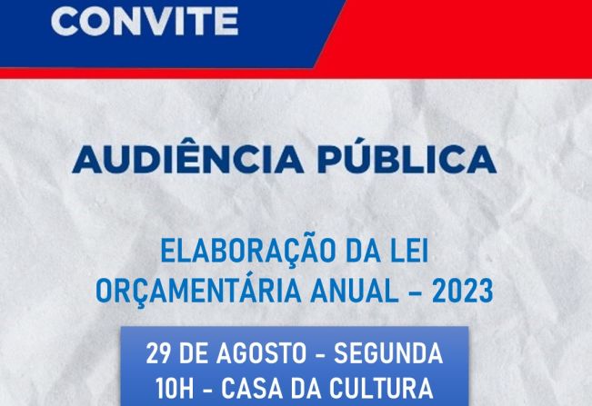 Convite - Audiência Pública (LOA 2023), em Riacho da Cruz