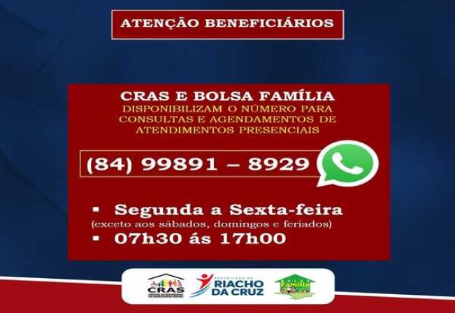 CRAS E BOLSA FAMÍLIA DISPONIBILIZAM NÚMERO PARA ATENDIMENTOS